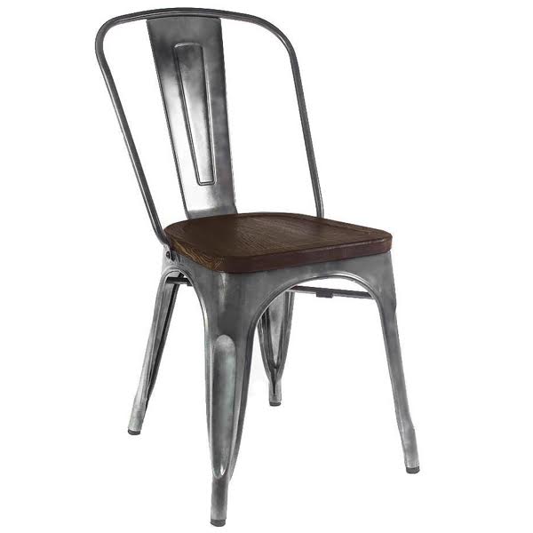 Кухонный стул Tolix Chair Wood Zinc Серебряный Коричневый Кухонный стул Tolix Chair Wood Zinc Серебряный Коричневый в Костроме | Loft Concept