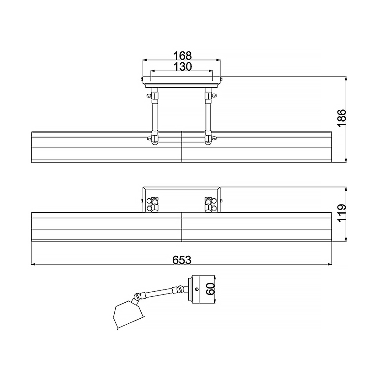 Светильник для картин с призматическим плафоном и двойными регулируемыми шарнирами Elstead Lighting в Костроме