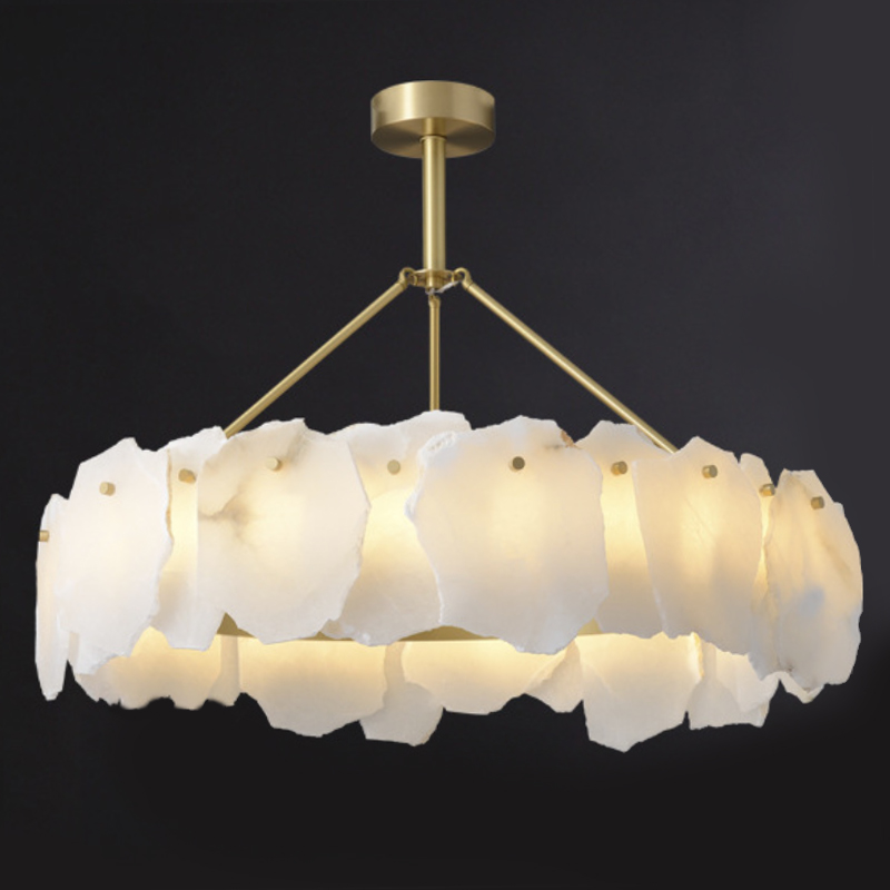 Люстра Lucretia Marble Round Chandelier Латунь Белый Мрамор Bianco Люстра Lucretia Marble Round Chandelier Латунь Белый Мрамор Bianco в Костроме | Loft Concept