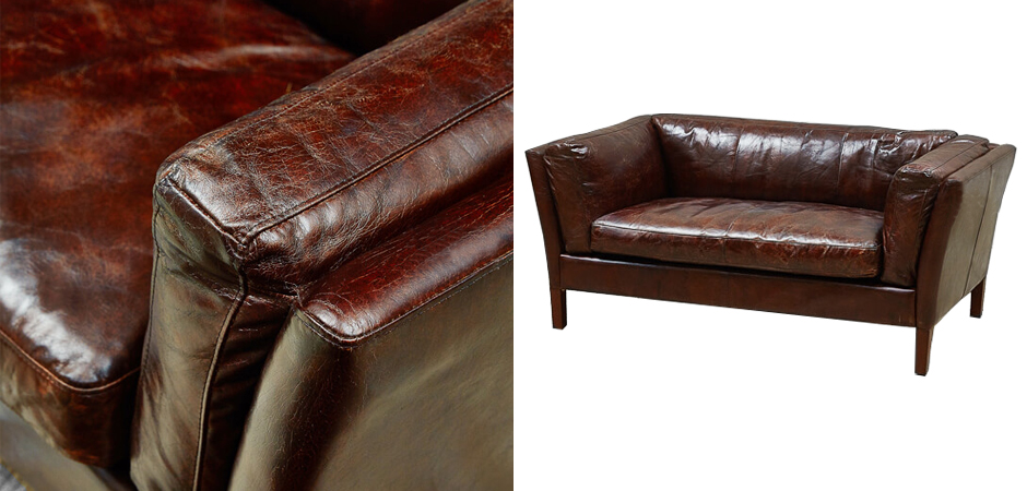 Диван RH SORENSEN Sofa Brown leather double Диван RH SORENSEN Sofa Brown leather double - Loft-Concept в Костроме