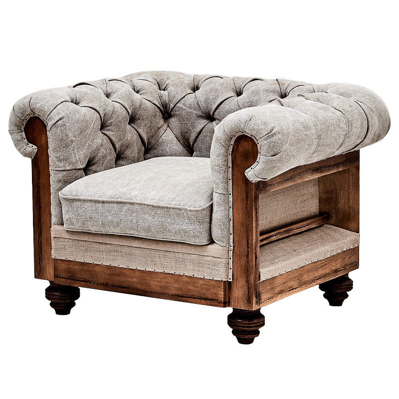 Кресло Deconstructed Chesterfield Armchair Gray Светло-серый Коричневый Кресло Deconstructed Chesterfield Armchair Gray Светло-серый Коричневый в Костроме | Loft Concept
