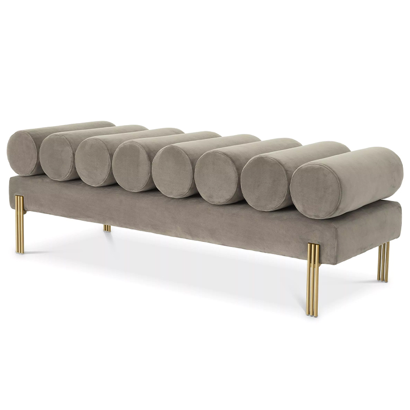 Банкетка Eichholtz Bench Oxley Grey Серый Латунь Банкетка Eichholtz Bench Oxley Grey Серый Латунь в Костроме | Loft Concept