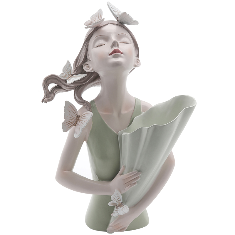 Статуэтка Butterfly Girl Vase Бежевый Белый Прозрачный зеленый Статуэтка Butterfly Girl Vase Бежевый Белый Прозрачный зеленый в Костроме | Loft Concept