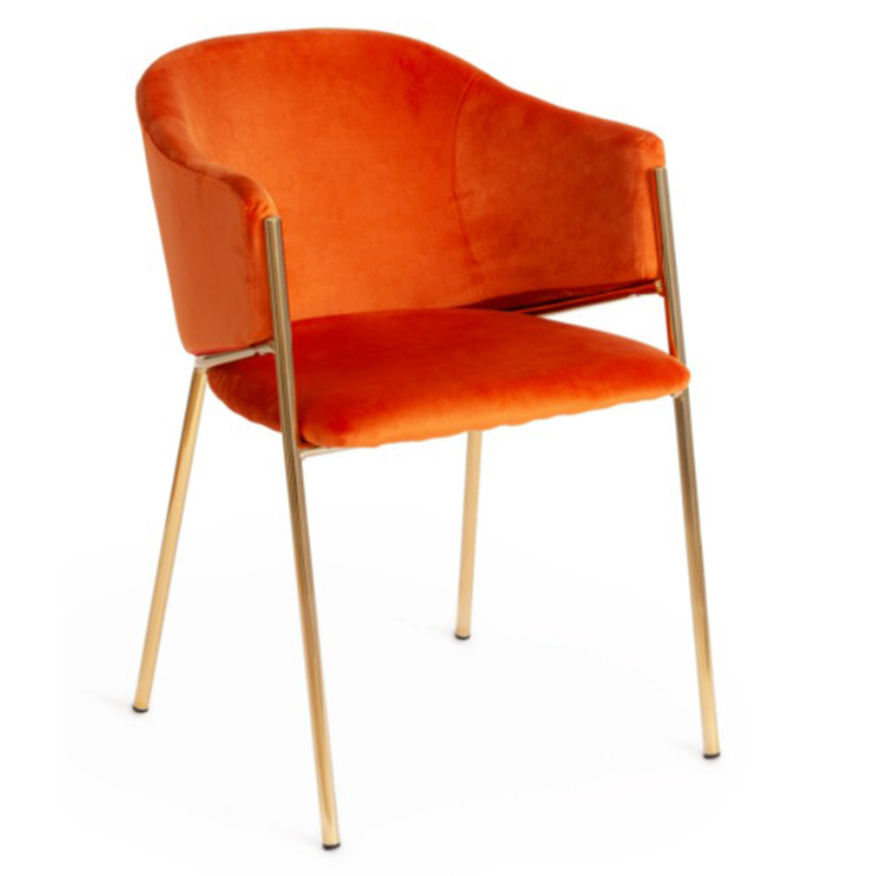 Стул Faisal Orange Velvet Chair Оранжевый Глянцевое золото Стул Faisal Orange Velvet Chair Оранжевый Глянцевое золото в Костроме | Loft Concept