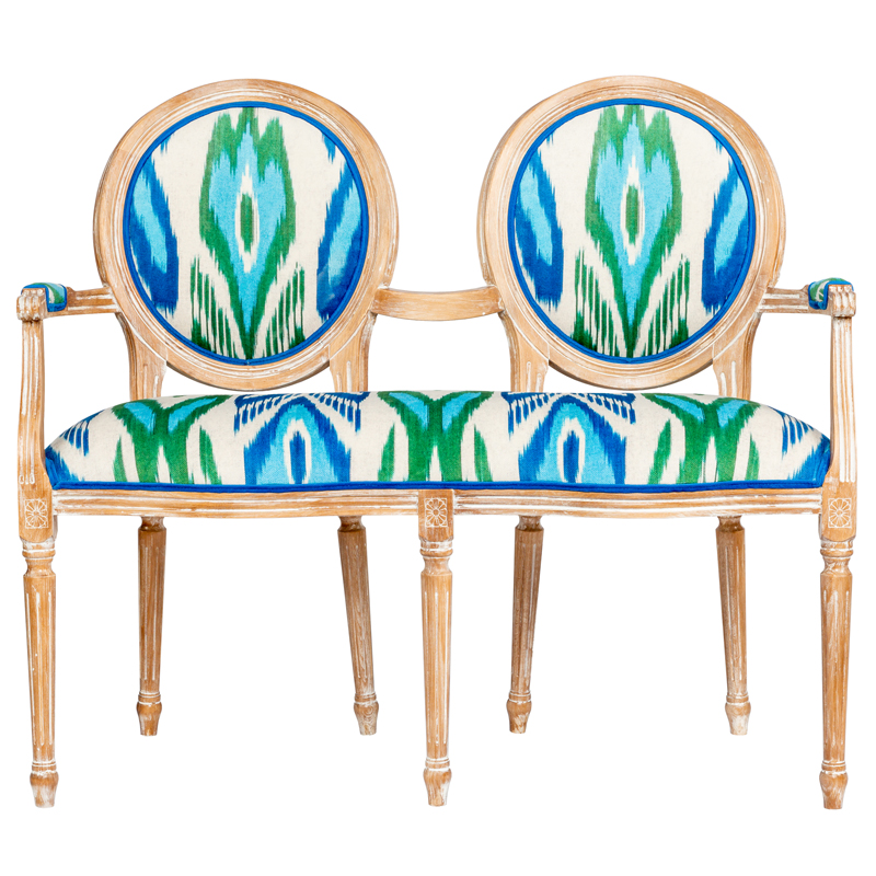 Диванетка с узором Ikat Pattern Белый Коричневый Мульти Диванетка с узором Ikat Pattern Белый Коричневый Мульти в Костроме | Loft Concept