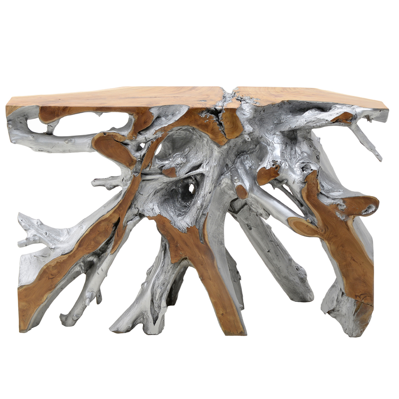 Консоль Luz Wood Console Серебряный Древесина Бежевый Консоль Luz Wood Console Серебряный Древесина Бежевый в Костроме | Loft Concept