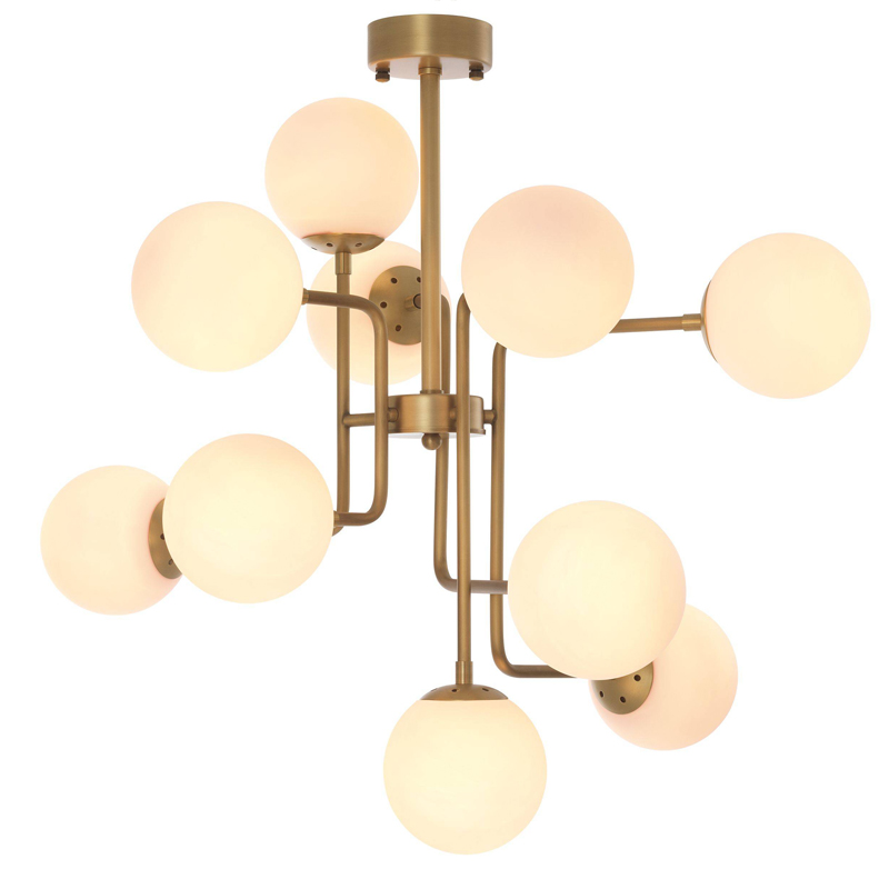 Люстра Eichholtz Chandelier Chase Латунь Античная полированная Белый Люстра Eichholtz Chandelier Chase Латунь Античная полированная Белый в Костроме | Loft Concept