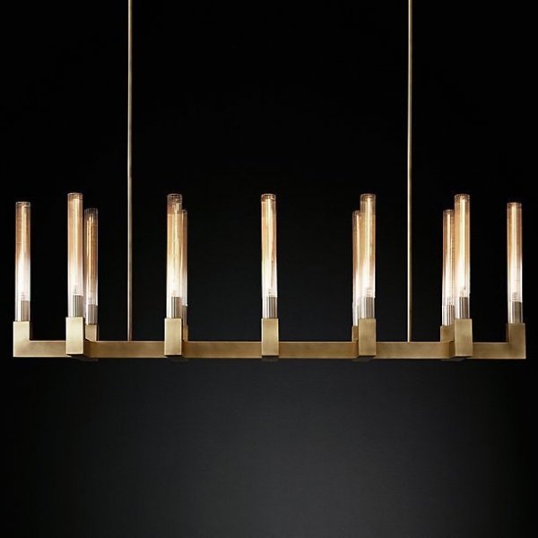 Люстра RH CANELLE Linear Chandelier 12 Modern Brass Латунь Люстра RH CANELLE Linear Chandelier 12 Modern Brass Латунь в Костроме | Loft Concept