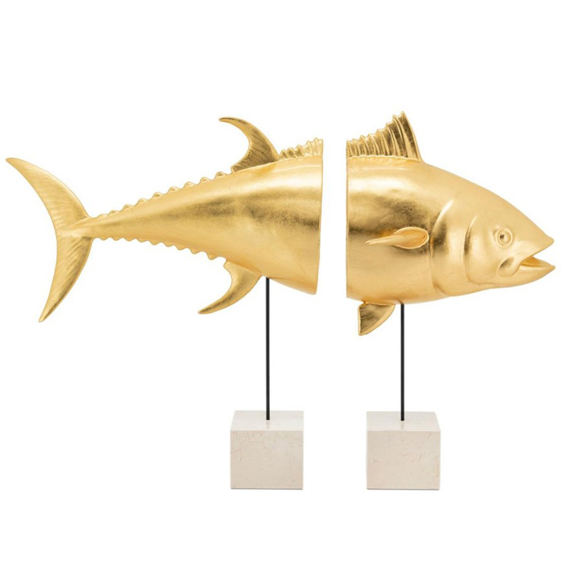 Статуэтка Tuna With Marble Bases Goldleaf Золотой Черный Белый Мрамор Bianco Статуэтка Tuna With Marble Bases Goldleaf Золотой Черный Белый Мрамор Bianco в Костроме | Loft Concept