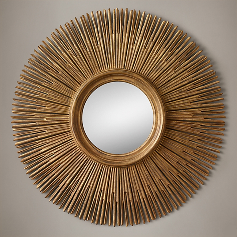 Restoration Hardware ROUND SUNBURST MIRROR Gold Винтажное Темное Золото Restoration Hardware ROUND SUNBURST MIRROR Gold Винтажное Темное Золото в Костроме | Loft Concept
