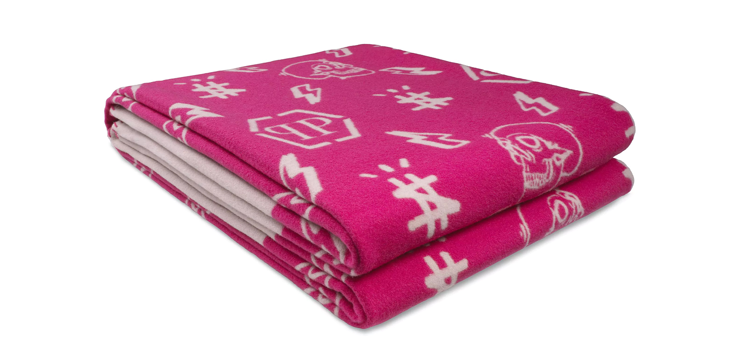 Плед Philipp Plein Plaid Cashmere Skull Pink - фото №1