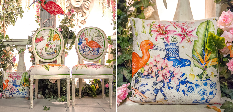 Декоративная подушка Flowers and Scarlet Ibis Pillow Декоративная подушка Flowers and Scarlet Ibis Pillow - Loft-Concept в Костроме