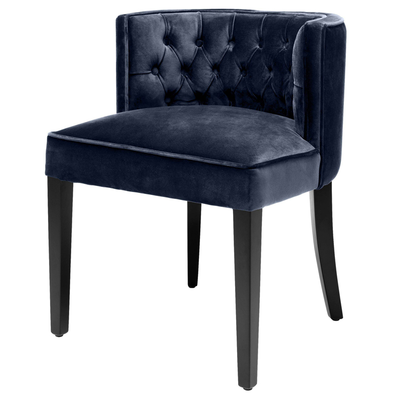 Стул Eichholtz Dining Chair Dearborn blue Темно-синий Черный Стул Eichholtz Dining Chair Dearborn blue Темно-синий Черный в Костроме | Loft Concept