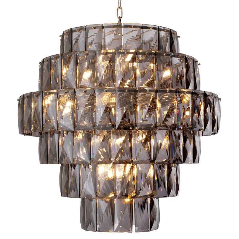 Люстра Eichholtz Chandelier Amazone L smoke Никель Стекло Смок Люстра Eichholtz Chandelier Amazone L smoke Никель Стекло Смок в Костроме | Loft Concept