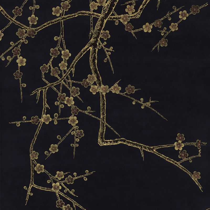 Обои ручная роспись Plum Blossom Colourway SC-226 on black painted silk Обои ручная роспись Plum Blossom Colourway SC-226 on black painted silk в Костроме | Loft Concept