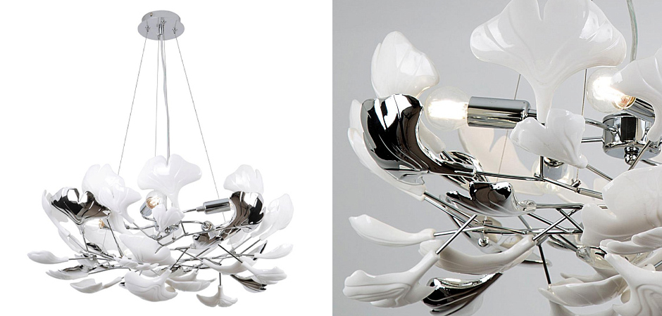 Люстра Wintery flover Chrome с Белыми декоративными плафонами Люстра Wintery flover Chrome с Белыми декоративными плафонами - Loft-Concept в Костроме