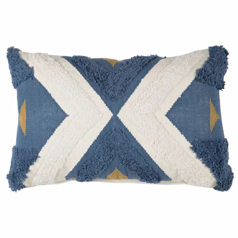 Подушка Blue Ikat Синий Белый Золотой Подушка Blue Ikat Синий Белый Золотой в Костроме | Loft Concept