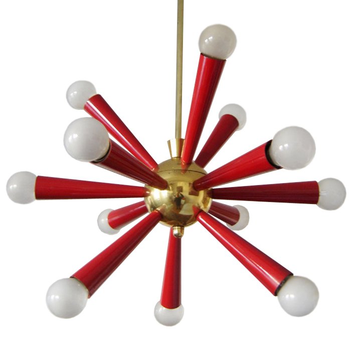 Люстра Mid Century Modern ATOMIC Sputnik Red Красный (Red) Золотой Люстра Mid Century Modern ATOMIC Sputnik Red Красный (Red) Золотой в Костроме | Loft Concept