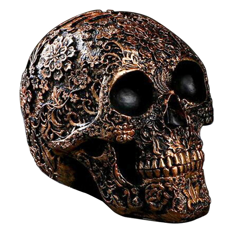 Статуэтка Patterned Skull Золотой Черный Статуэтка Patterned Skull Золотой Черный в Костроме | Loft Concept