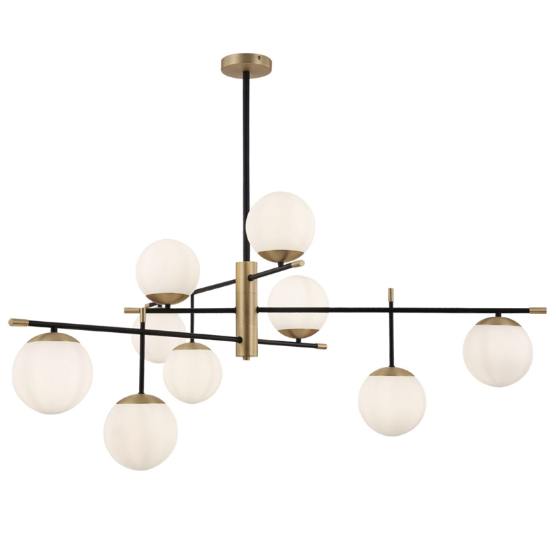 Светильник Spike Nine Balls Hanging Lamp матовое золото Прозрачный белый Светильник Spike Nine Balls Hanging Lamp матовое золото Прозрачный белый в Костроме | Loft Concept