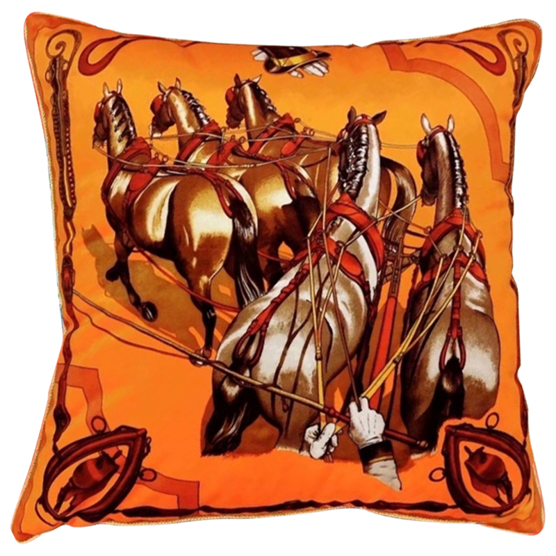 Декоративная подушка Hermes Horse 112 Оранжевый Декоративная подушка Hermes Horse 112 Оранжевый в Костроме | Loft Concept