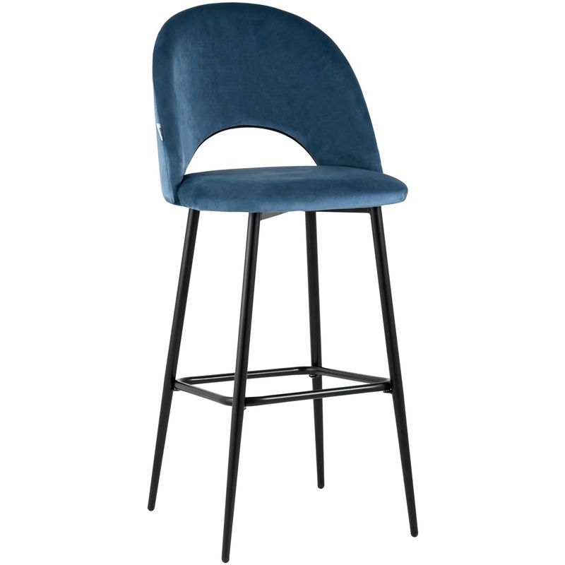 Барный Стул CLIFF Chair Синий Велюр Синий Черный Барный Стул CLIFF Chair Синий Велюр Синий Черный в Костроме | Loft Concept