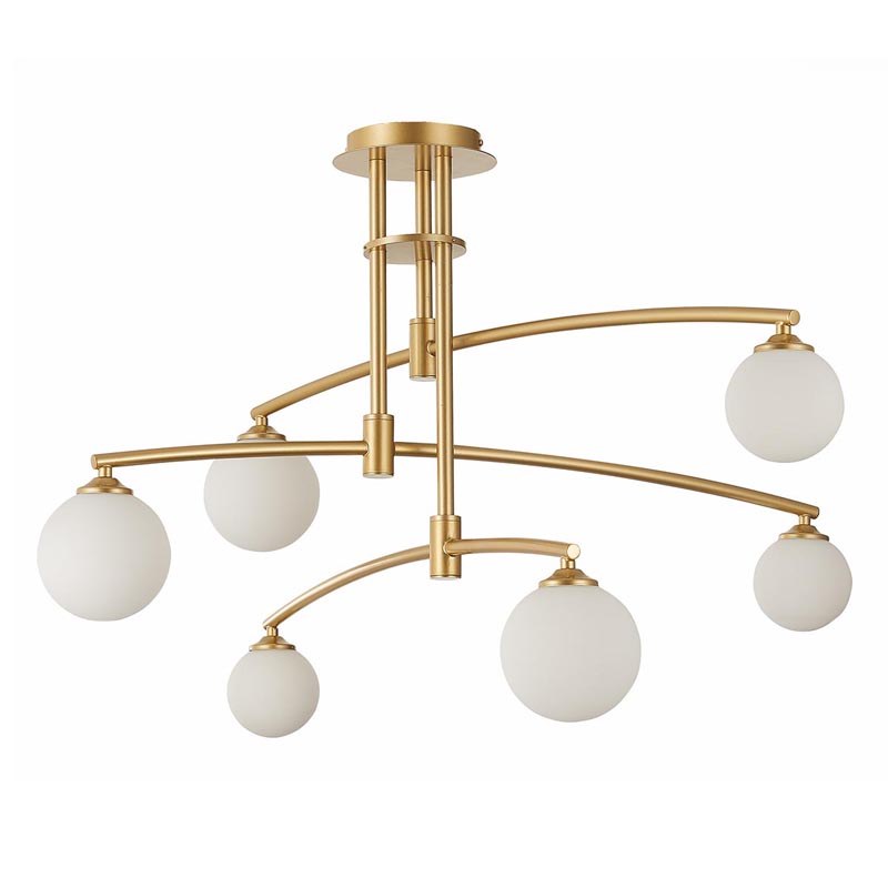 Люстра Glendon Chandelier 6 Balls Золотой Белый Люстра Glendon Chandelier 6 Balls Золотой Белый в Костроме | Loft Concept