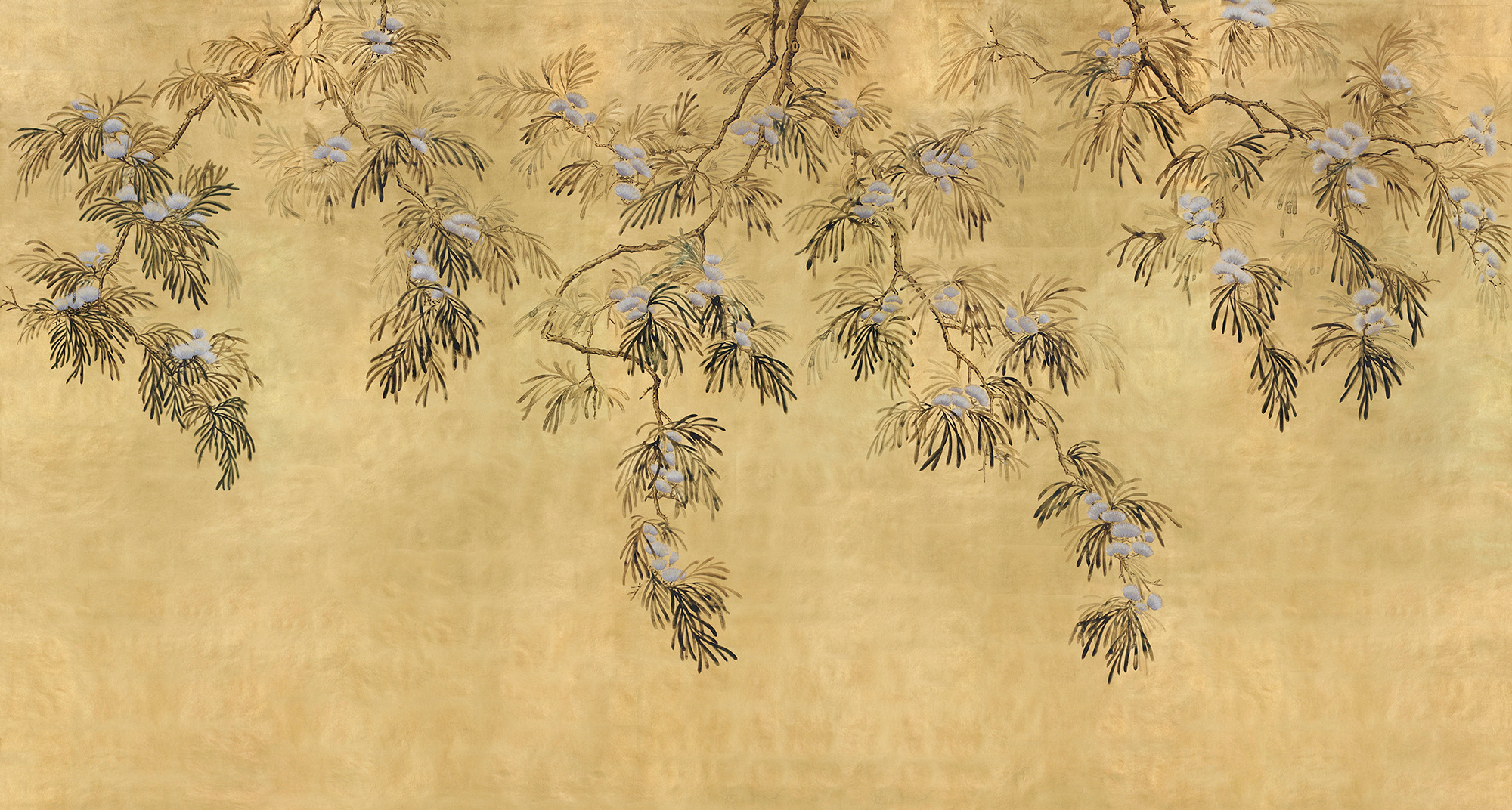 Обои ручная роспись Silk Tree Original colourway on Gold Bullion gilded paper Обои ручная роспись Silk Tree Original colourway on Gold Bullion gilded paper - постер Loft-Concept в Костроме