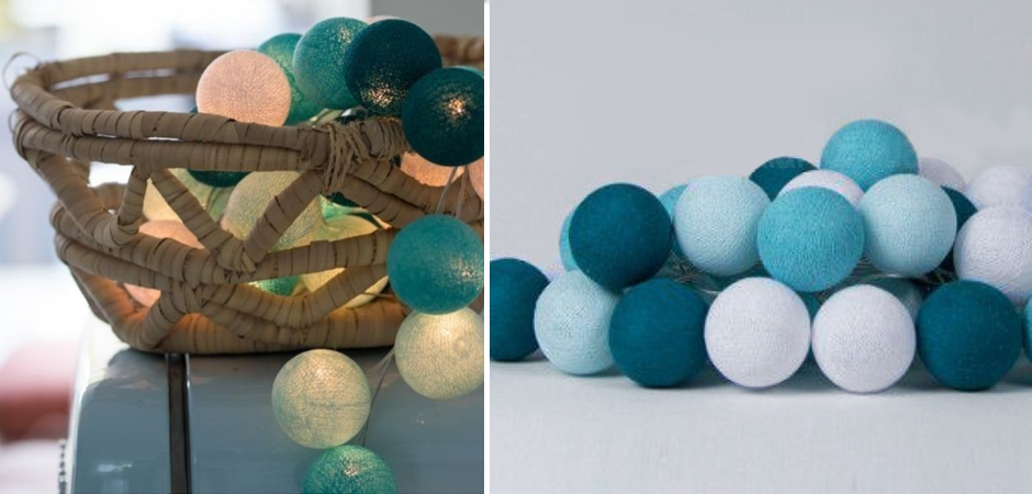 Гирлянда хлопковые фонарики Сotton Ball Aqua - Loft-Concept в Костроме