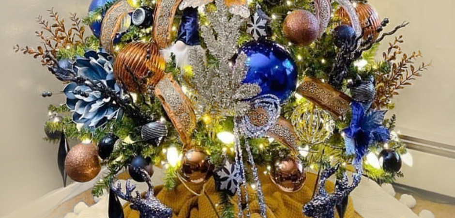 Дизайнерская Ель Синие Цветы Christmas tree Blue flowers Дизайнерская Ель Синие Цветы Christmas tree Blue flowers - Loft-Concept в Костроме