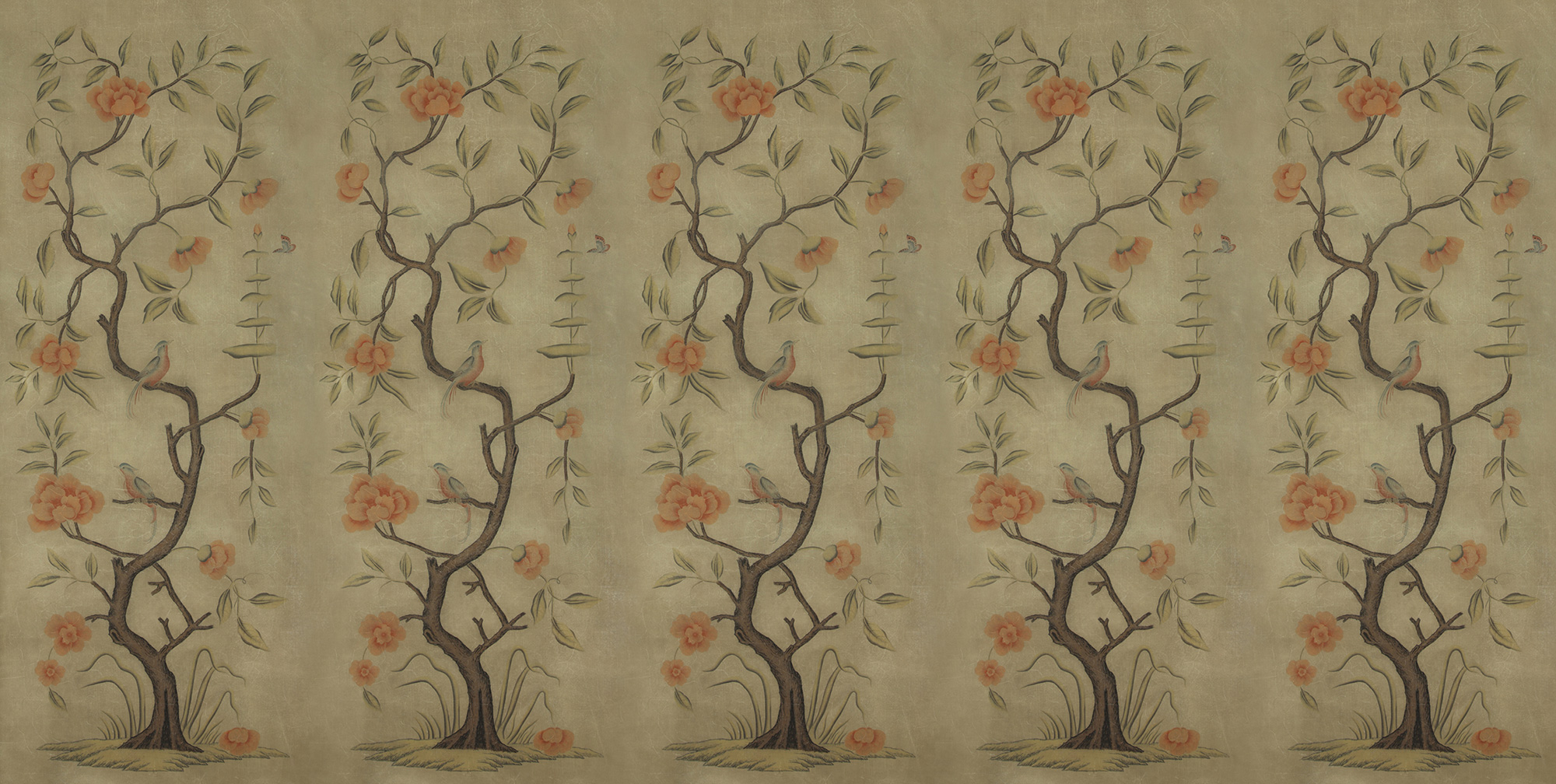 Обои ручная роспись Gustavian Tree of Life Special Colourway on brown Williamsburg Обои ручная роспись Gustavian Tree of Life Special Colourway on brown Williamsburg - постер Loft-Concept в Костроме