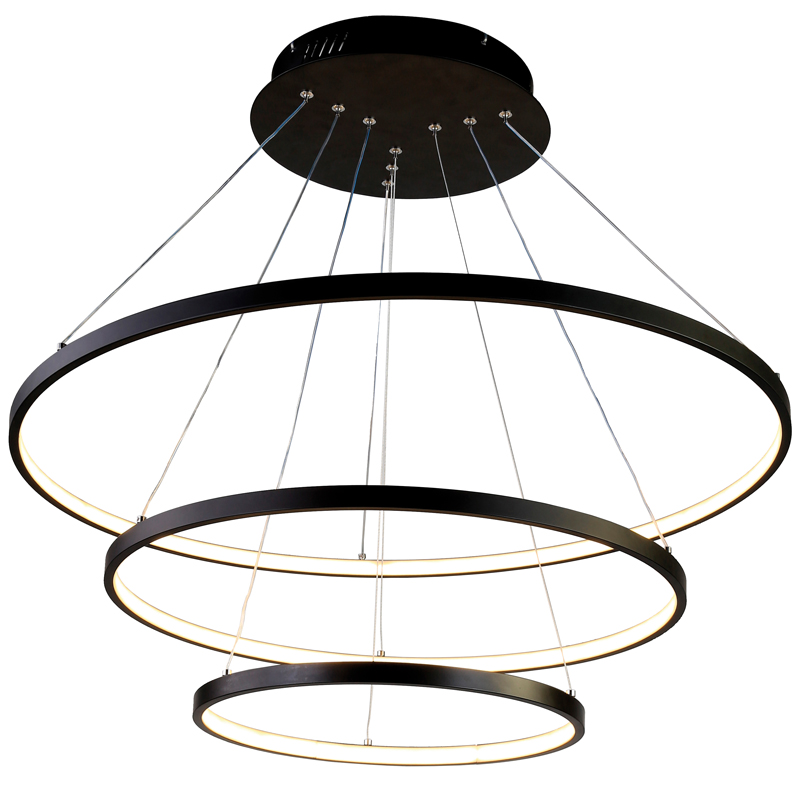 Люстра Ring Horizontal Trio black 80+60+40 Черный Люстра Ring Horizontal Trio black 80+60+40 Черный в Костроме | Loft Concept
