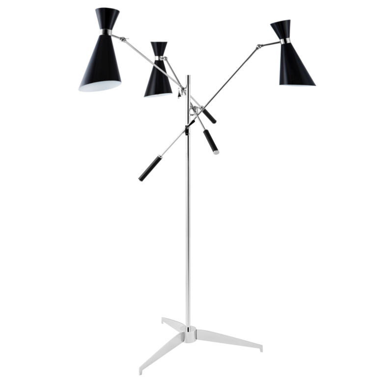 Торшер Stanley FLOR LAMP Черный Хром Торшер Stanley FLOR LAMP Черный Хром в Костроме | Loft Concept