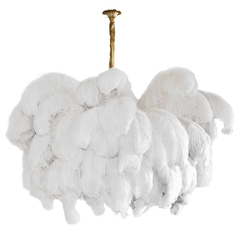 Люстра из страусиных перьев Extra Large Feather Chandelier GRAND TOUR Розовый пастельный Белый Серый Бежевый Латунь Люстра из страусиных перьев Extra Large Feather Chandelier GRAND TOUR Розовый пастельный Белый Серый Бежевый Латунь в Костроме | Loft Concept