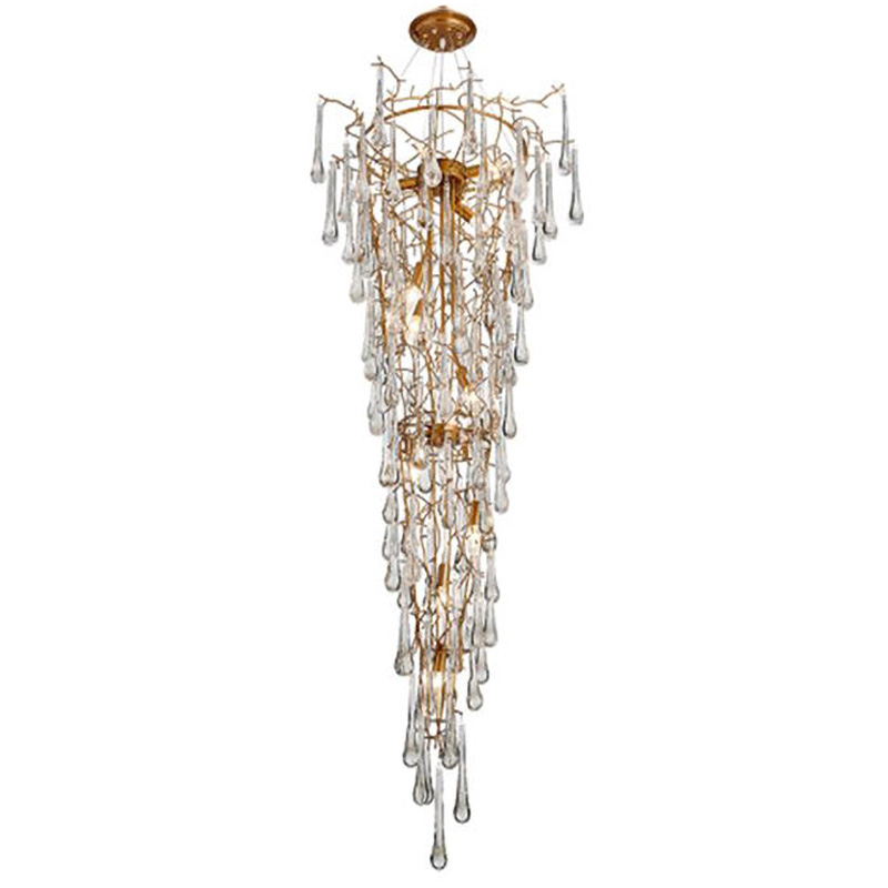 Люстра Waterfall Chandelier Crystal Drops Золотой Прозрачный Люстра Waterfall Chandelier Crystal Drops Золотой Прозрачный в Костроме | Loft Concept