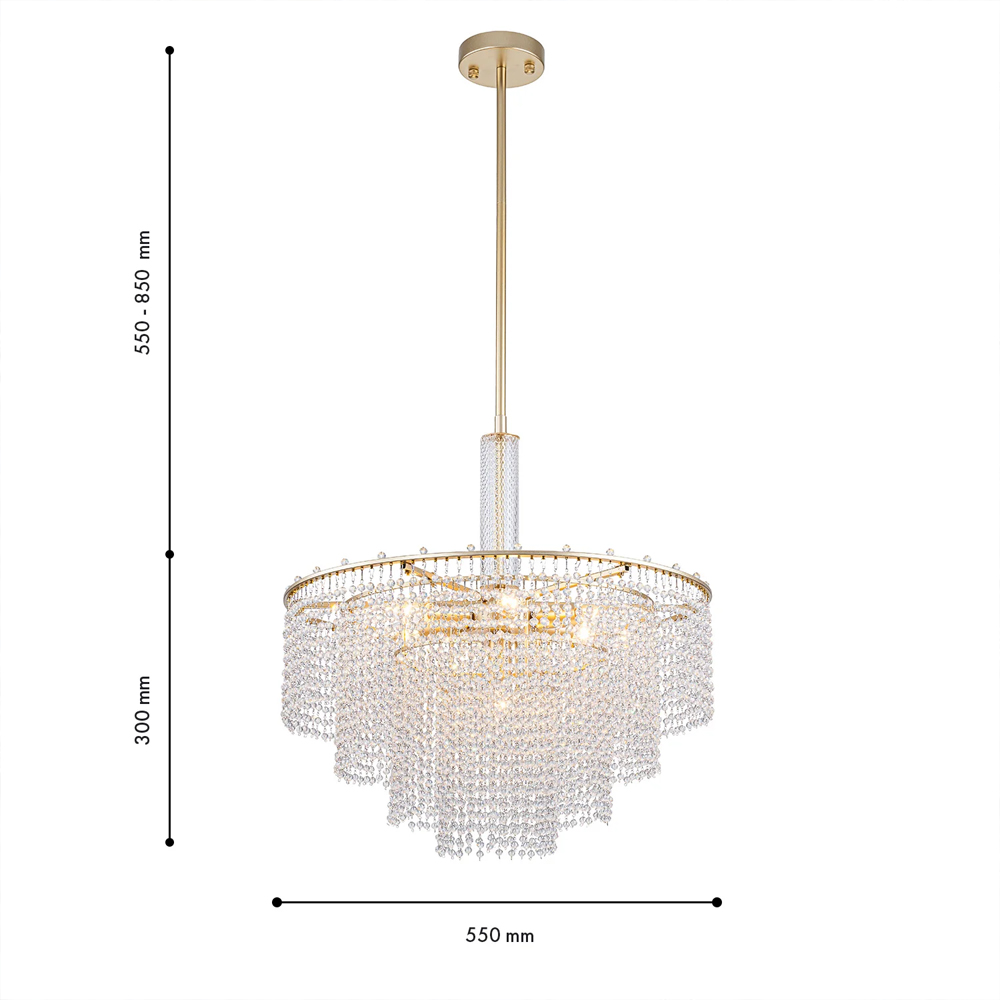 Люстра многоярусная с каскадами кристаллов Crystal Rains в Костроме