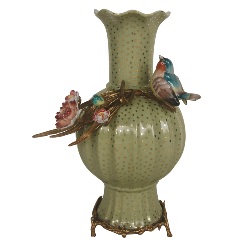 Ваза Bird and Gold Dots Vase Бронза Золотой Мульти Ваза Bird and Gold Dots Vase Бронза Золотой Мульти в Костроме | Loft Concept