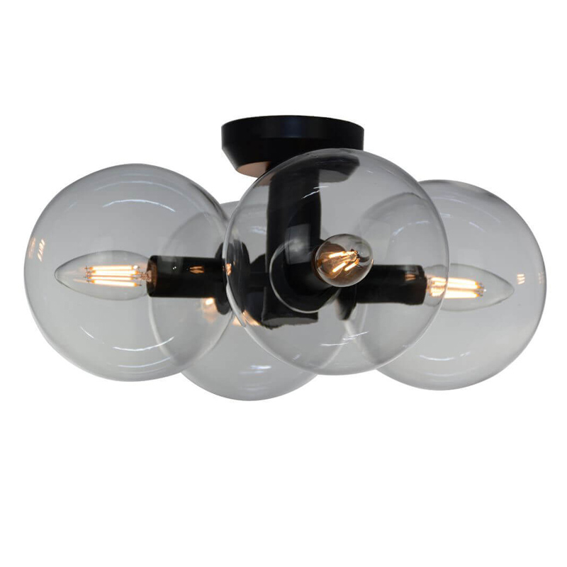 Потолочный светильник Modo 4 Globes Ceiling Lamp 30 Черный Прозрачное Стекло Потолочный светильник Modo 4 Globes Ceiling Lamp 30 Черный Прозрачное Стекло в Костроме | Loft Concept