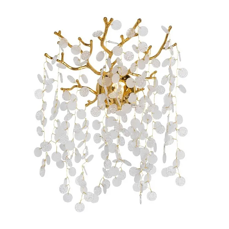 Бра золотого цвета с ветвями и круглыми рельефными подвесками FAIRYTREE Light Золотой Прозрачный в Костроме | Loft Concept 