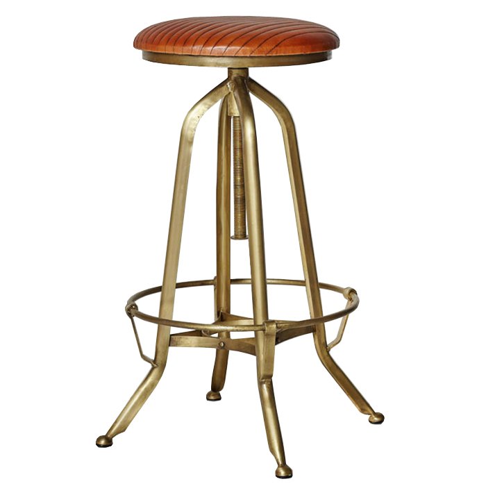 Барный стул Roller Bar Stool Коричневый Золотой Барный стул Roller Bar Stool Коричневый Золотой в Костроме | Loft Concept