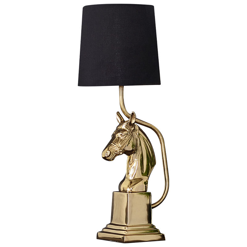 Настольная лампа с абажуром Lampshade Horse Sculpture Gold Черный Глянцевое золото Настольная лампа с абажуром Lampshade Horse Sculpture Gold Черный Глянцевое золото в Костроме | Loft Concept