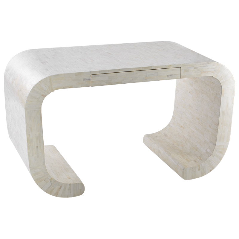 Стол рабочий Bone Inlay Table white Белый Бежевый Стол рабочий Bone Inlay Table white Белый Бежевый в Костроме | Loft Concept