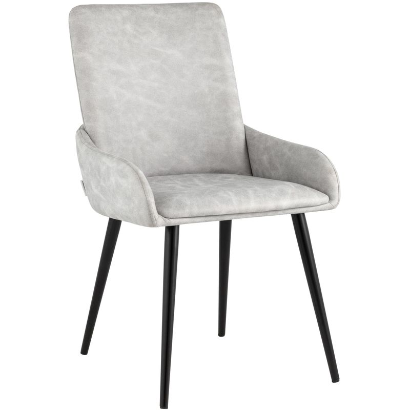 Стул Munchen Chair Светло-Серая Искусственная Замша Светло-серый Черный Стул Munchen Chair Светло-Серая Искусственная Замша Светло-серый Черный в Костроме | Loft Concept