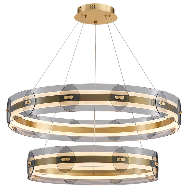 Люстра Gold 2 ring horizontal chandelier Прозрачный Латунь Люстра Gold 2 ring horizontal chandelier Прозрачный Латунь в Костроме | Loft Concept