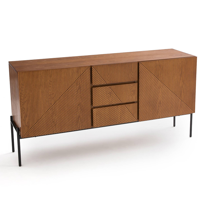 Комод с геометрическим рисунком Anders Chest of drawers с 3-мя ящиками и 2-мя дверцами Темный дуб Комод с геометрическим рисунком Anders Chest of drawers с 3-мя ящиками и 2-мя дверцами Темный дуб в Костроме | Loft Concept