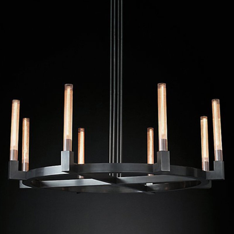 Люстра RH CANELLE Round Chandelier 8 Modern Black Черный Люстра RH CANELLE Round Chandelier 8 Modern Black Черный в Костроме | Loft Concept