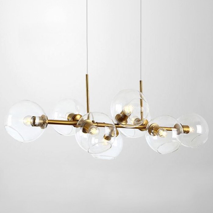 Люстра Staggered Glass Chandelier 8 Золотой Прозрачное Стекло Люстра Staggered Glass Chandelier 8 Золотой Прозрачное Стекло в Костроме | Loft Concept