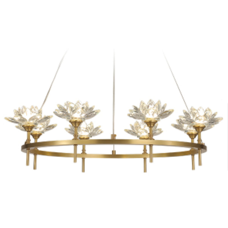Люстра Хрустальные Цветы Лотоса Lotus flower Clear Glass lamp 8 Латунь Прозрачное Стекло Люстра Хрустальные Цветы Лотоса Lotus flower Clear Glass lamp 8 Латунь Прозрачное Стекло в Костроме | Loft Concept