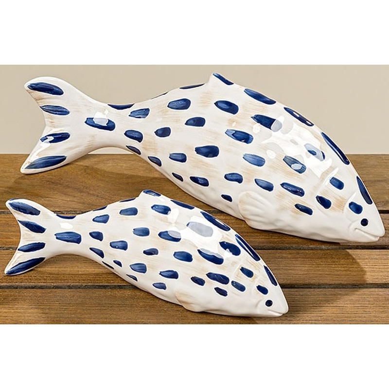 Статуэтка Fish Blue & White Белый Синий Статуэтка Fish Blue & White Белый Синий в Костроме | Loft Concept