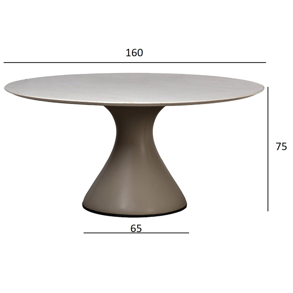 Стол обеденный круглый мраморный на бежевом основании Valedmir в Костроме